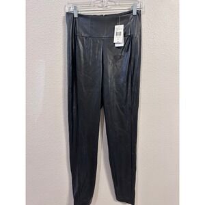 GUESS Los Angeles Mirin Corset PU Leggings Jet Black A996 Faux Leather - Size M